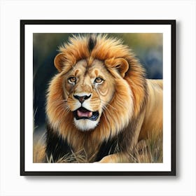 Beautiful Vintage Lion Painting Art Print