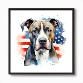 American Flag Pit Bull Art Print