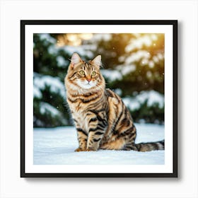 Cat In The Snow 1 Art Print