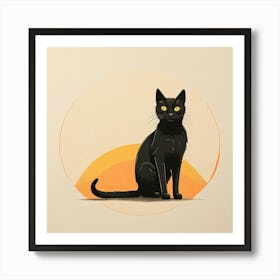 Black Cat At Sunset 1 Art Print