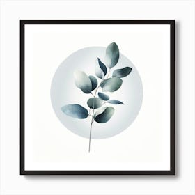 "Silhouette in Moonlight: Eucalyptus Serenity"  "Silhouette in Moonlight" presents a serene eucalyptus branch, its leaves rendered in soothing shades of blue and gray, evoking a sense of calm and purity. This minimalist digital art piece is perfect for creating a tranquil and refreshing atmosphere in any space, offering a modern twist on botanical art. Ideal for those who seek a sleek, nature-inspired element in their home or office, it brings a breath of fresh air with its elegant simplicity and contemporary design. Art Print