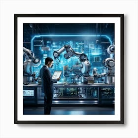 A Detailed Digital Rendering Of Advanced Industrial Cyber Management Process Engineered Automatons (2) Art Print