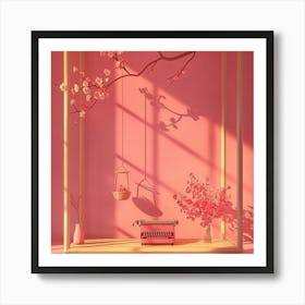 Pink Room With Flowers Art Print