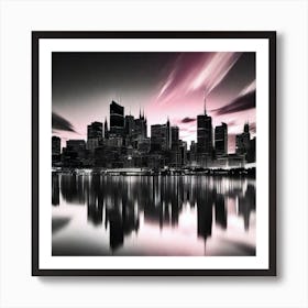 Pink City Skyline 2 Art Print