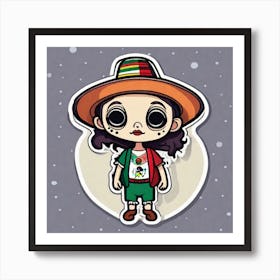 Mexico Sticker 2d Cute Fantasy Dreamy Vector Illustration 2d Flat Centered By Tim Burton Pr (1) Art Print