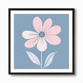 A White And Pink Flower In Minimalist Style Square Composition 283 Art Print