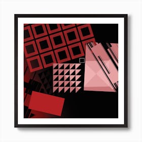 Abstract Shapes Red Black 1 Art Print