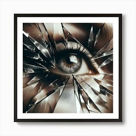 Sad Eye In Broken Glass Art Print