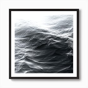 Abstract Waves Lake Ocean Black And White Square Minimalist Nature Art Print