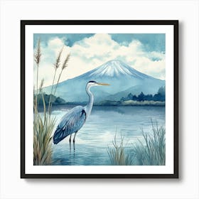 Creatai 24830 Vintage Illustration Of Blue Heron Bird Standin 9557a4d6 5a17 4686 A7a3 6437609cd5c8 1 Art Print