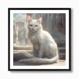 White Cat Art Print