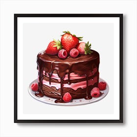 Chocolate Cake With Strawberries 13 Art Print