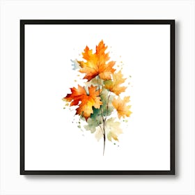 Autumn Leaves Watercolor Painting Art Print