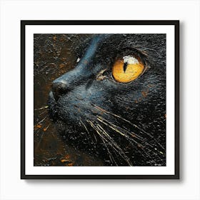 Black Cat With Yellow Eyes Art Print