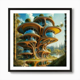 Huge colorful futuristic house design with vibrant details 21 Art Print