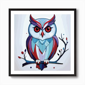 Owl On The Branch Vector Style Into Raster Format Art Print