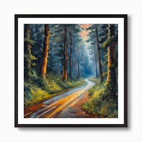 Road in the old forest  Art Print