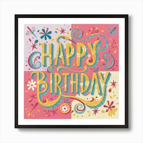 Balloons Happy Birthday Celebration Gift Balloon Decoration Birthday Party Surprise Packaging Colorful Pink Art Print
