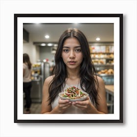 Asian Girl In A Restaurant Art Print