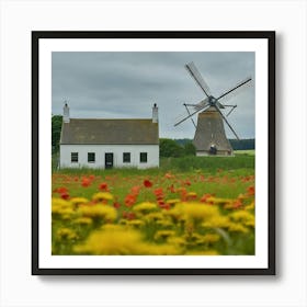 Windmill In The Field 6 Art Print