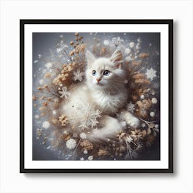 White Kitten In The Snow 1 Art Print