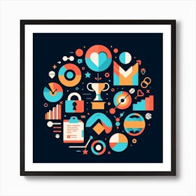 Flat Business Icons Art Print