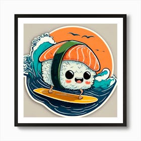 Sushi Surfboard Sticker 2 Art Print