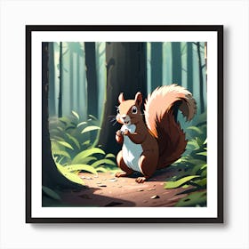 Squirrel In The Woods 30 Art Print