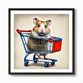 Hamster In A Shopping Cart 2 Art Print