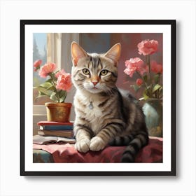 Domestic Shorthair Cat art Art Print