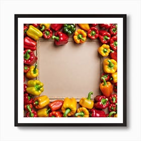 Colorful Peppers In A Frame 9 Art Print