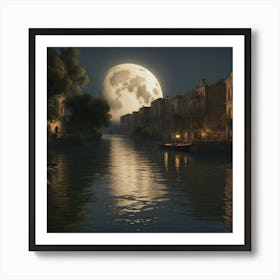 Full Moon Over Venice Art Print