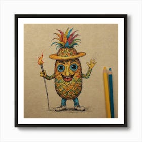 Pineapple Drawing Art Print