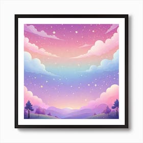 Sky With Twinkling Stars In Pastel Colors Square Composition 51 Art Print