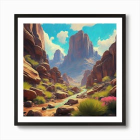 Landscape of valley rocks 10 Art Print