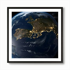 Earth At Night 13 Art Print