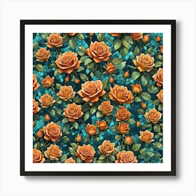 Roses On Tile Art Print