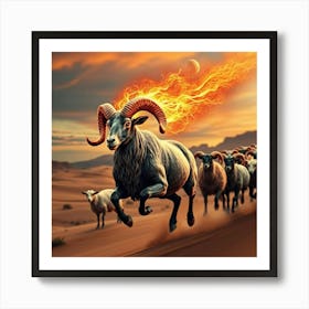 Rams In The Desert 2 Art Print