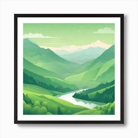 Misty mountains background in green tone 69 Art Print