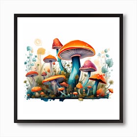 Mushrooms And Flowers 27 Art Print