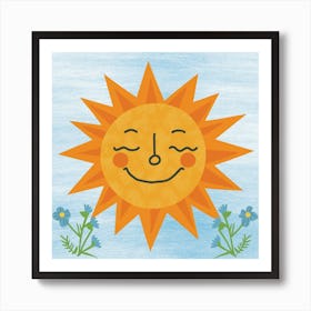 Sun With Flowers Art Print