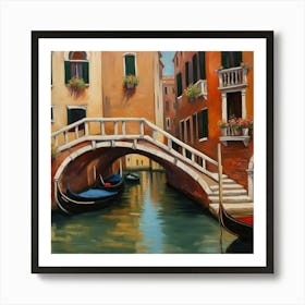 AI generated oil painting of Venice architecture and water canal. 3 Art Print