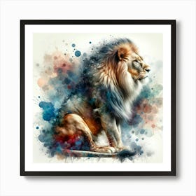 Lion watercolour Art Print