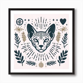 Scandinavian style, Sphynx cat 1 Art Print