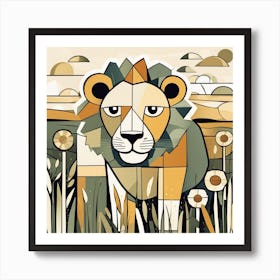 Lion In The Grass Art Print