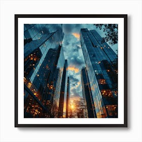 Skyscrapers At Sunset Art Print