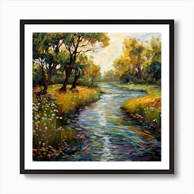 Blooming Riverside Retreat Art Print