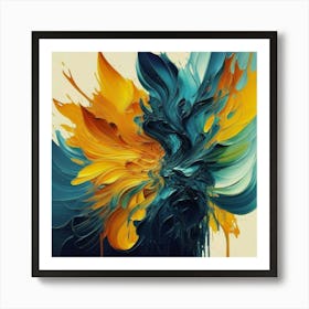 Gorgeous, distinctive yellow, green and blue abstract artwork 2 Art Print