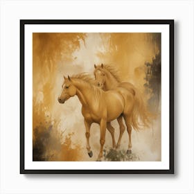 Two Horses Galloping Art Print