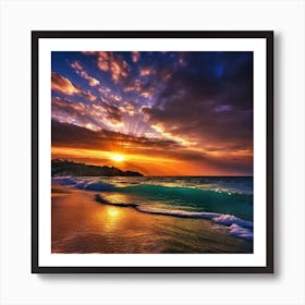 Sunset On The Beach 537 Art Print